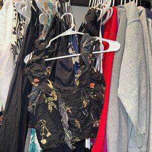 Floral Embroidered Black Top